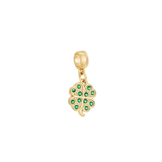 Berloque trevo com zircônias banhado a ouro 18k - Biju & Cia.
