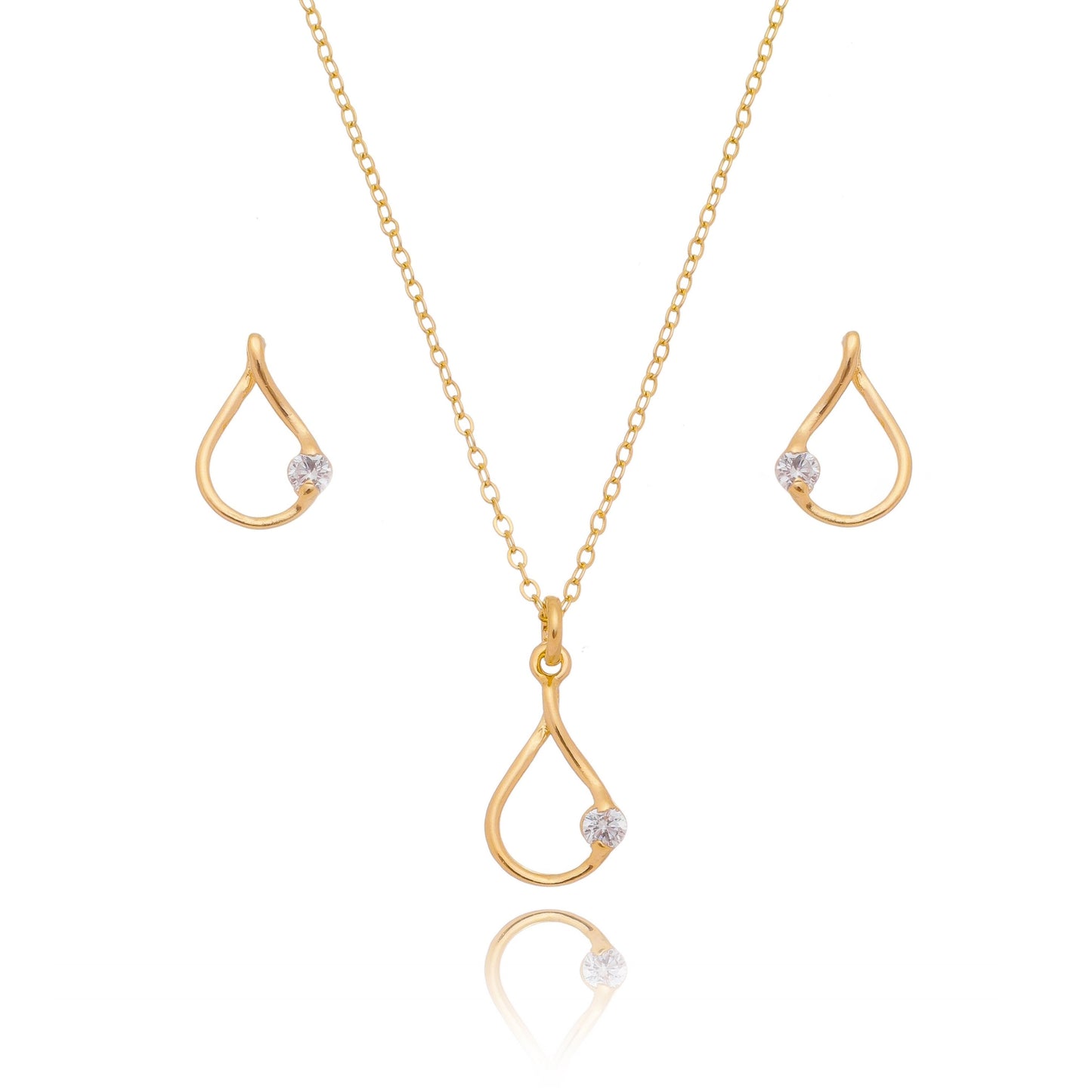 Conjunto gota com pedra banhado a ouro 18k - Biju & Cia.