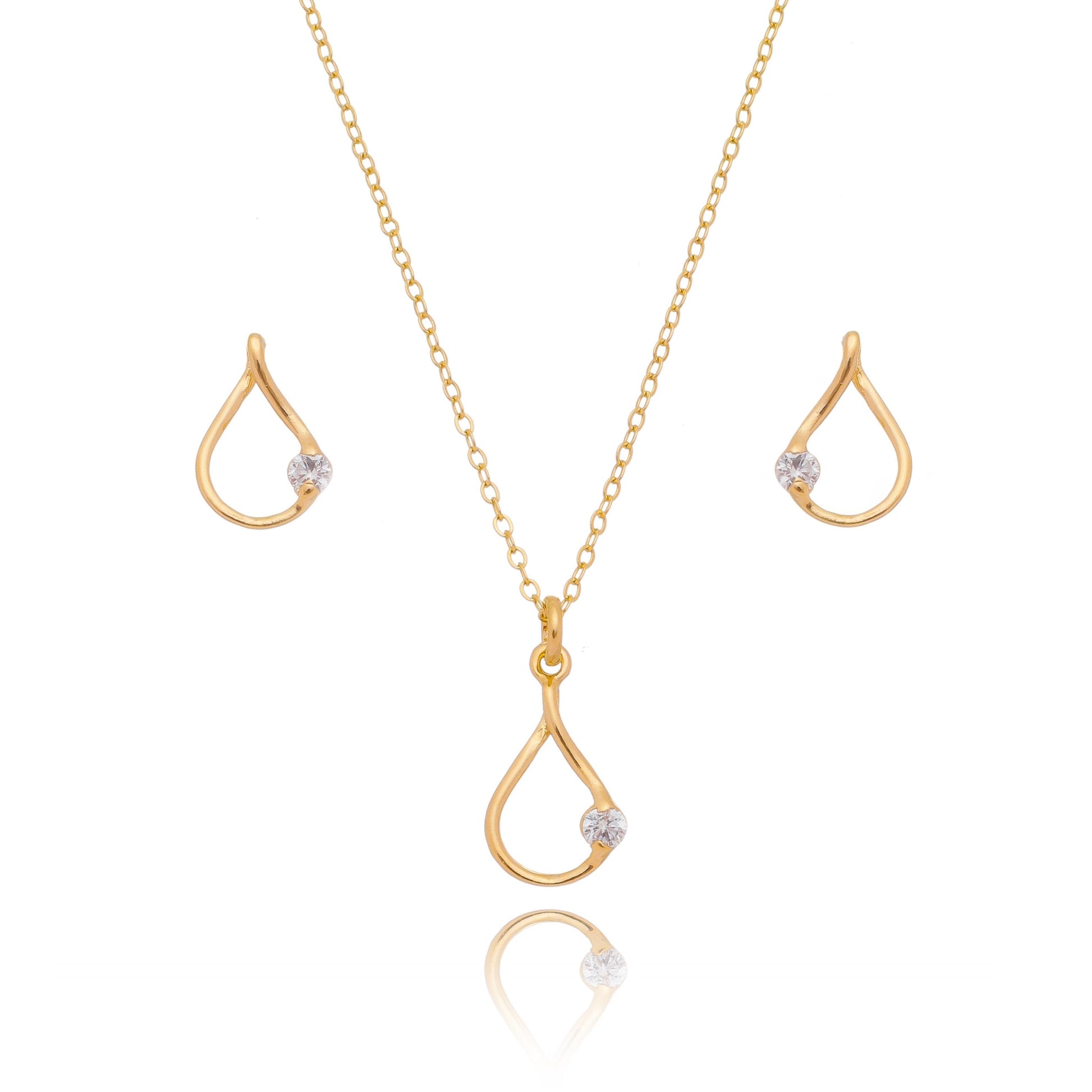 Conjunto gota com pedra banhado a ouro 18k - Biju & Cia.