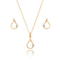 Conjunto gota com pedra banhado a ouro 18k - Biju & Cia.