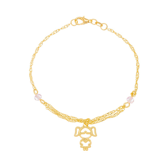 Pulseira com pingente menina banhado a ouro 18k