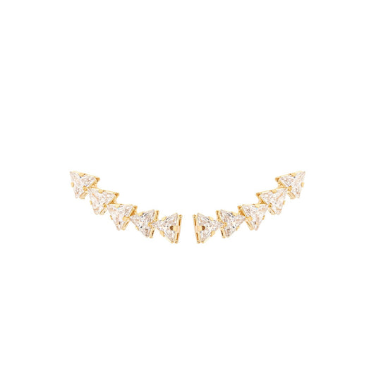 Brinco earcuff triângulos de zircônia banhado a ouro 18k - Biju & Cia.