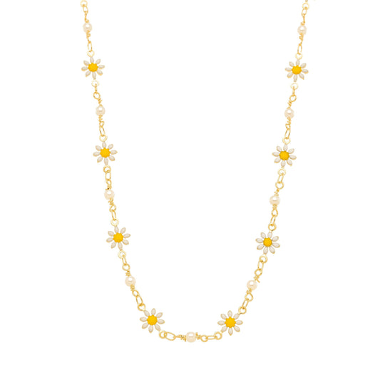 Choker de margaridas banhada a ouro 18k - Biju & Cia.