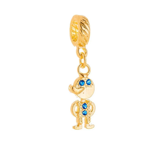 Berloque de menino com zircônia banhado a ouro 18k - Biju & Cia.