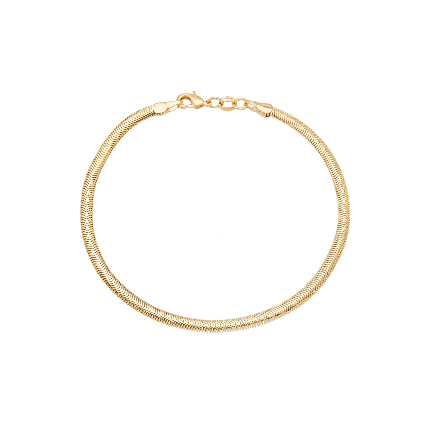 Pulseira de rabo de rato achatado banhada a ouro 18k - Biju & Cia.