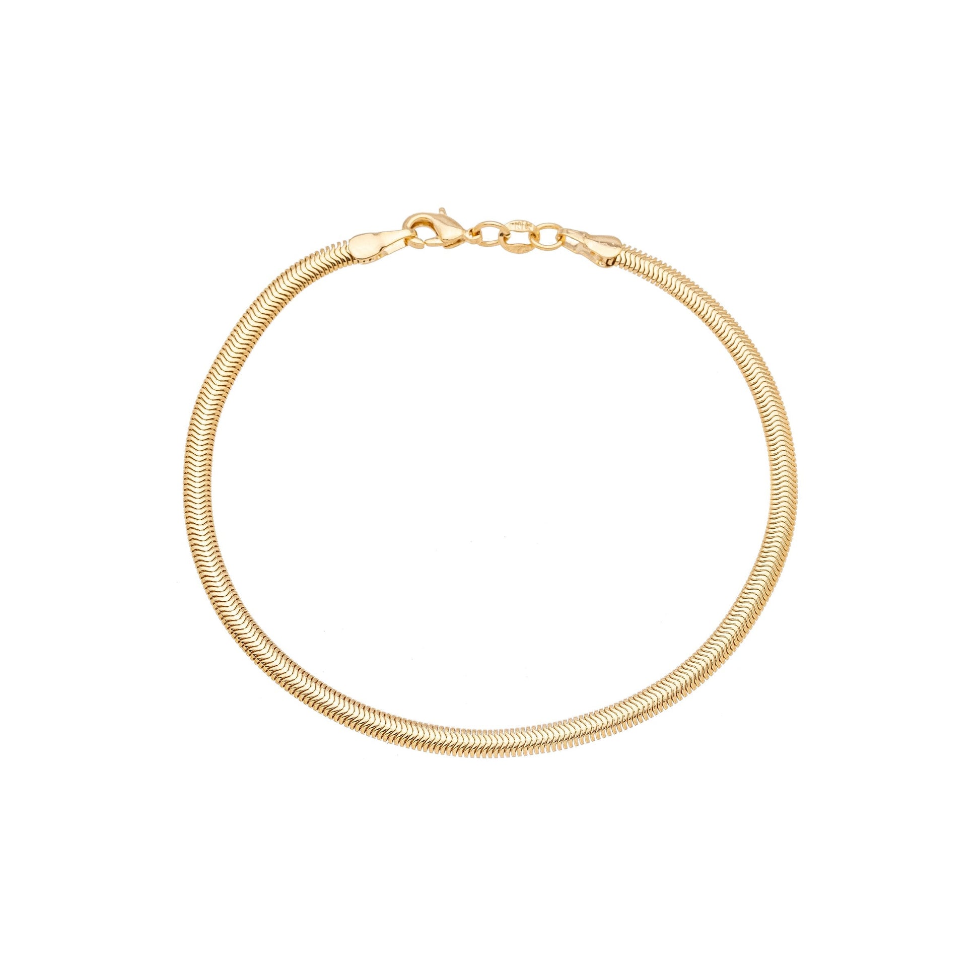 Pulseira de rabo de rato achatado banhada a ouro 18k - Biju & Cia.