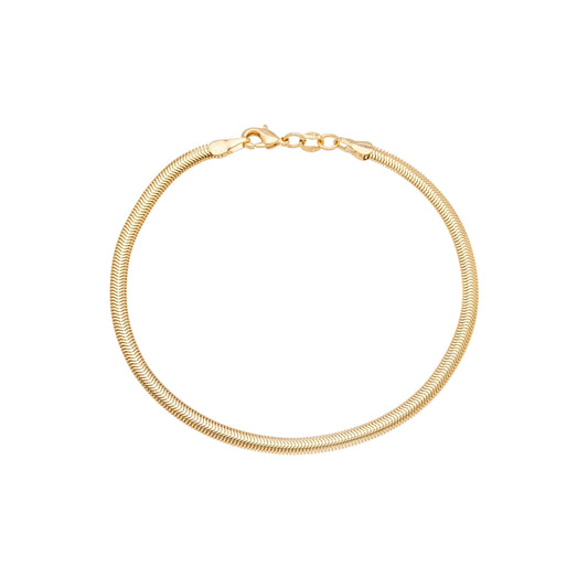 Pulseira de rabo de rato achatado banhada a ouro 18k - Biju & Cia.
