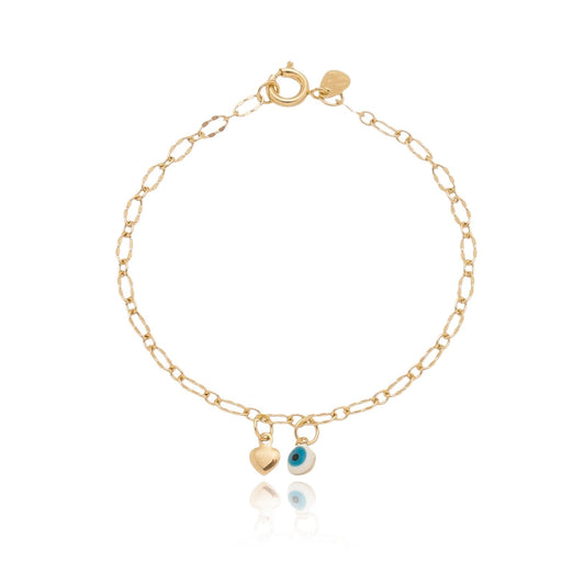 Pulseira infantil com olho grego banhada a ouro 18k - Biju & Cia.