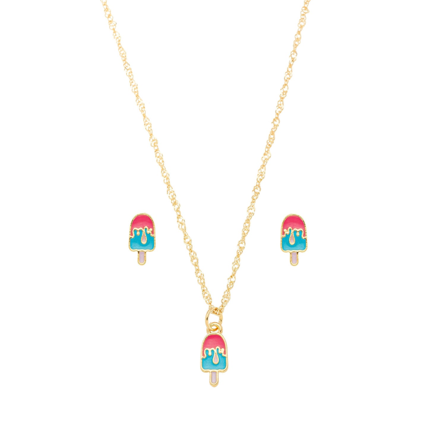 Conjunto infantil de picolé banhado a ouro 18k - Biju & Cia.