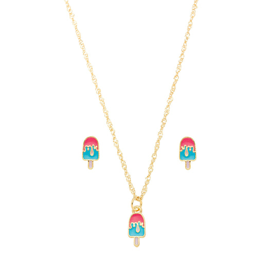 Conjunto infantil de picolé banhado a ouro 18k - Biju & Cia.