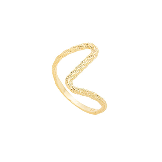 Anel curvado trabalhado banhado a ouro 18k - Biju & Cia.