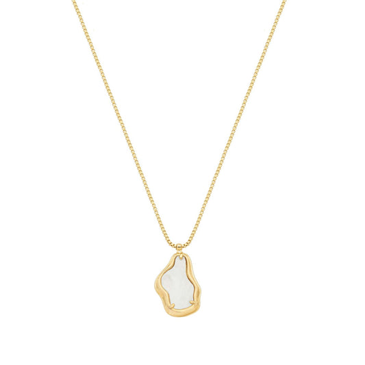 Gargantilha orgânica com acrílico banhada a ouro 18k - Biju & Cia.