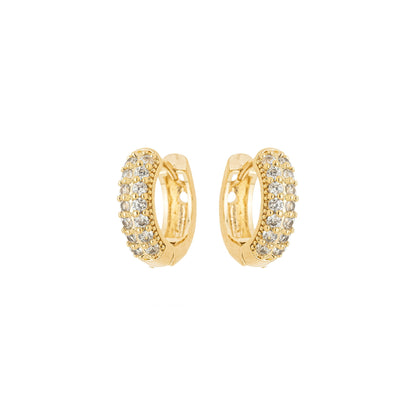 Argola articulada com duas fileiras de zircônias banhada a ouro 18k - Biju & Cia.