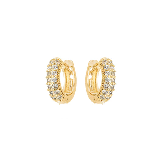 Argola articulada com duas fileiras de zircônias banhada a ouro 18k - Biju & Cia.