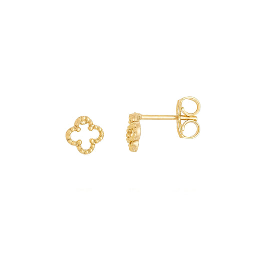 Brinco de trevo vazado banhado a ouro 18k