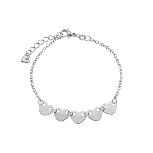 Pulseira corações em aço inox - Biju & Cia.