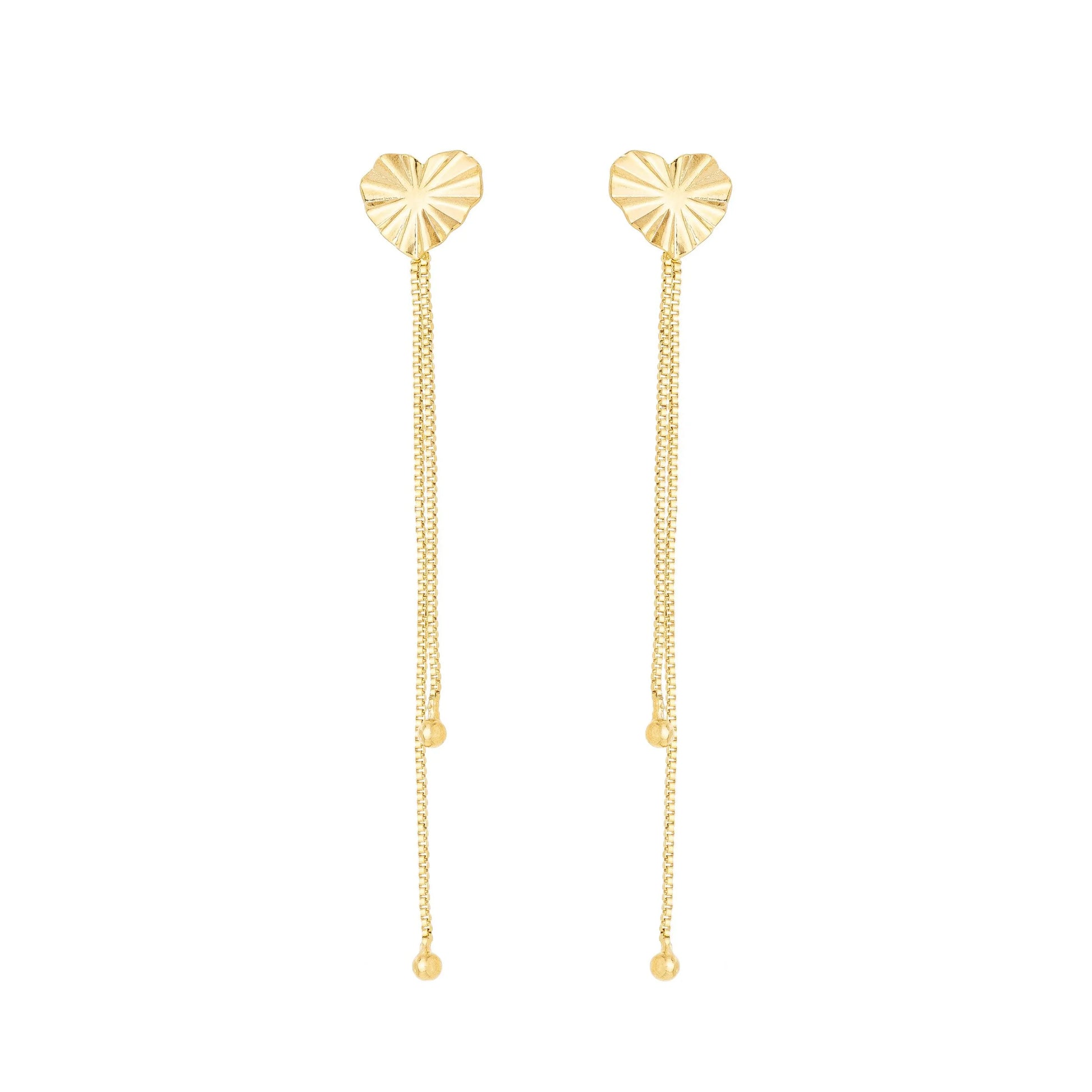 Brinco de corrente com coração banhado a ouro 18k - Biju & Cia.