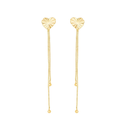 Brinco de corrente com coração banhado a ouro 18k - Biju & Cia.