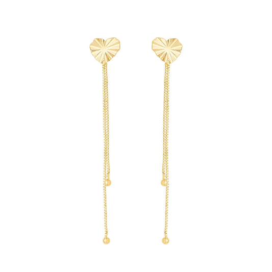 Brinco de corrente com coração banhado a ouro 18k - Biju & Cia.