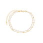 Pulseira dupla com pérolas e bolinhas banhada a ouro 18k - Biju & Cia.