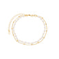 Pulseira dupla com pérolas e bolinhas banhada a ouro 18k - Biju & Cia.