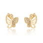 Brinco de borboletas com zircônia banhado a ouro 18k - Biju & Cia.