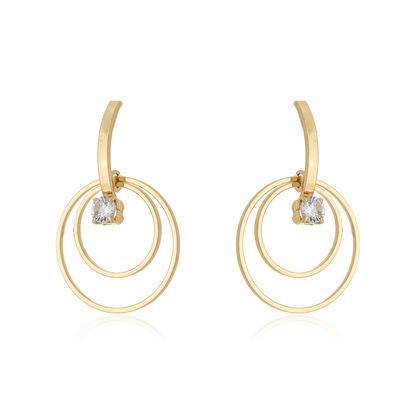 Brinco de círculos com zircônia banhado a ouro 18k - Biju & Cia.