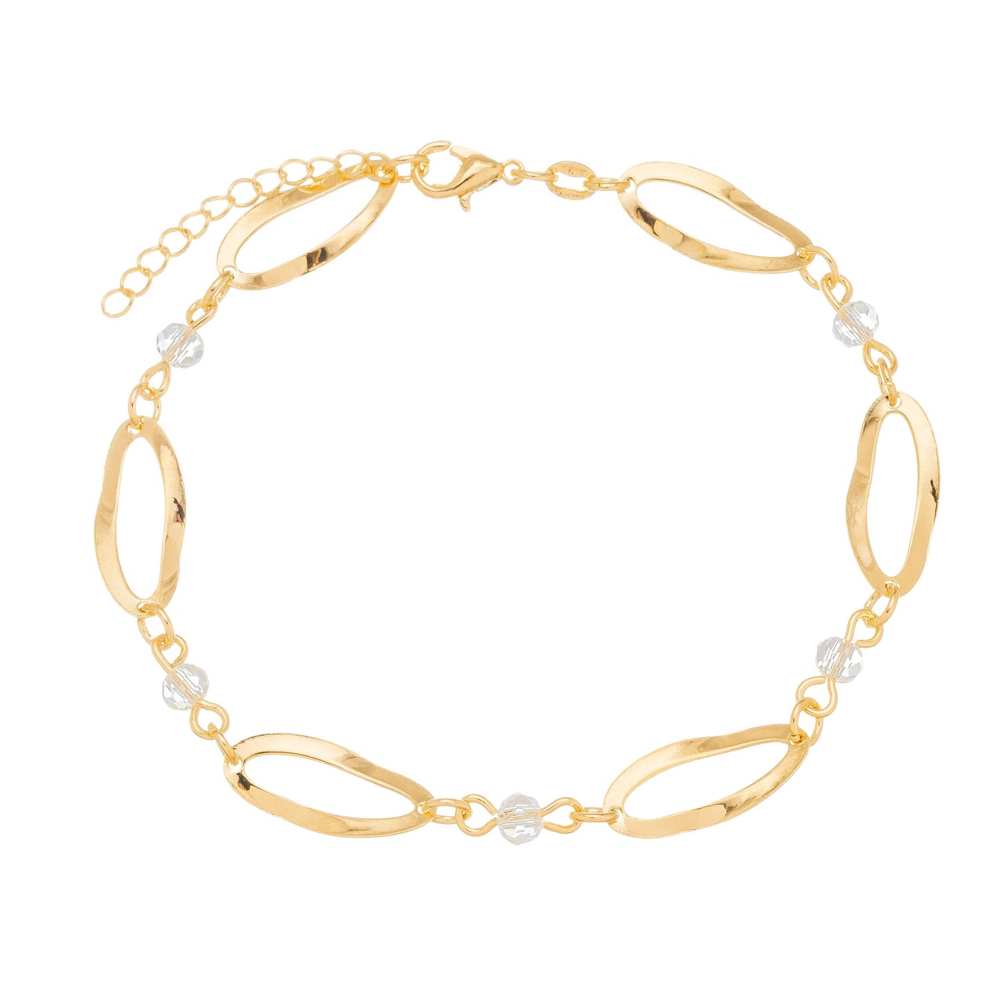 Pulseira oval com pedras banhado a ouro 18k