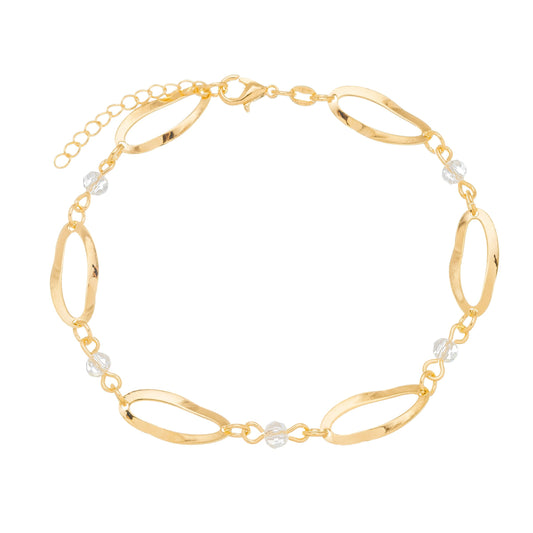 Pulseira oval com pedras banhado a ouro 18k