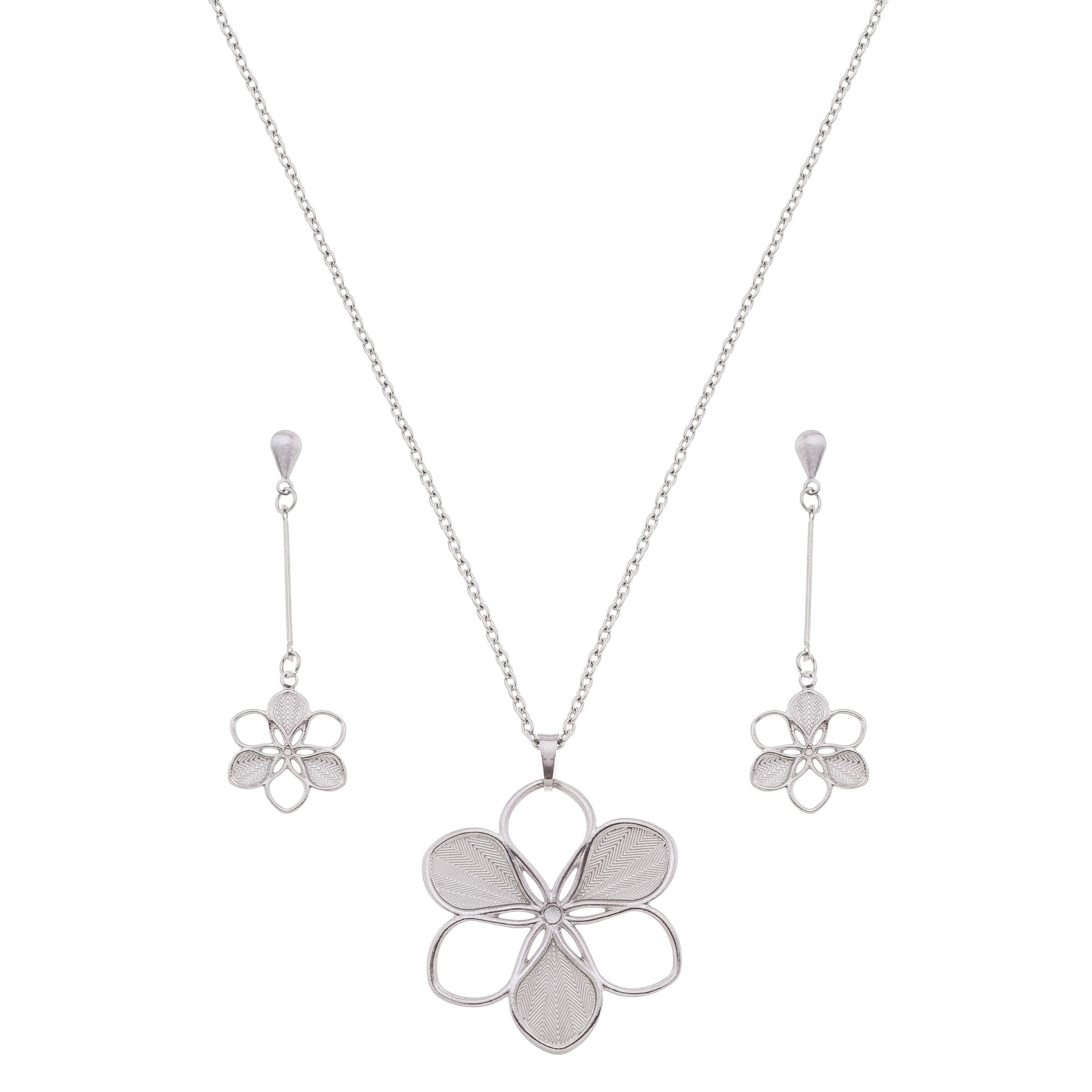 Conjunto de flor em aço inox - Biju & Cia.