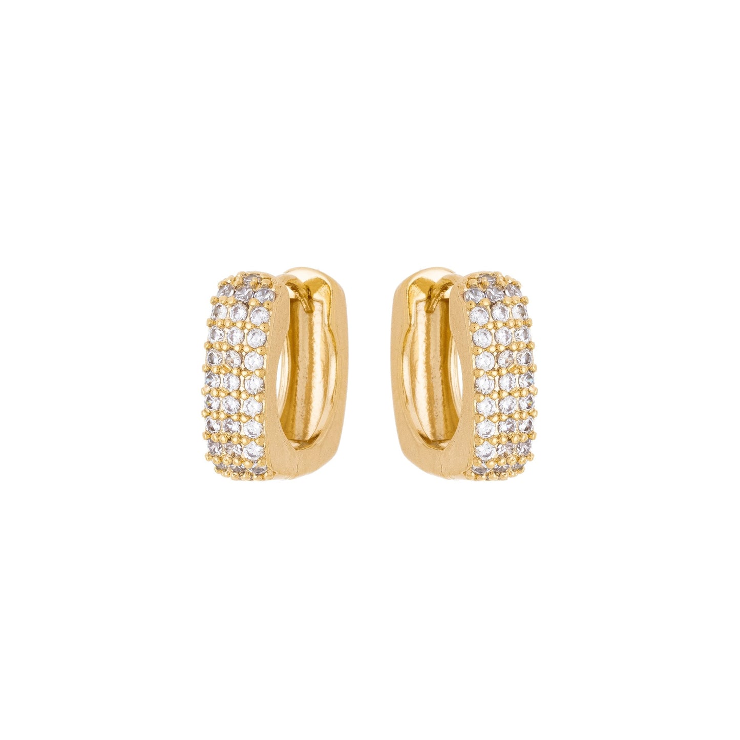 Argola quadrada com zircônias banhada a ouro 18k - Biju & Cia.