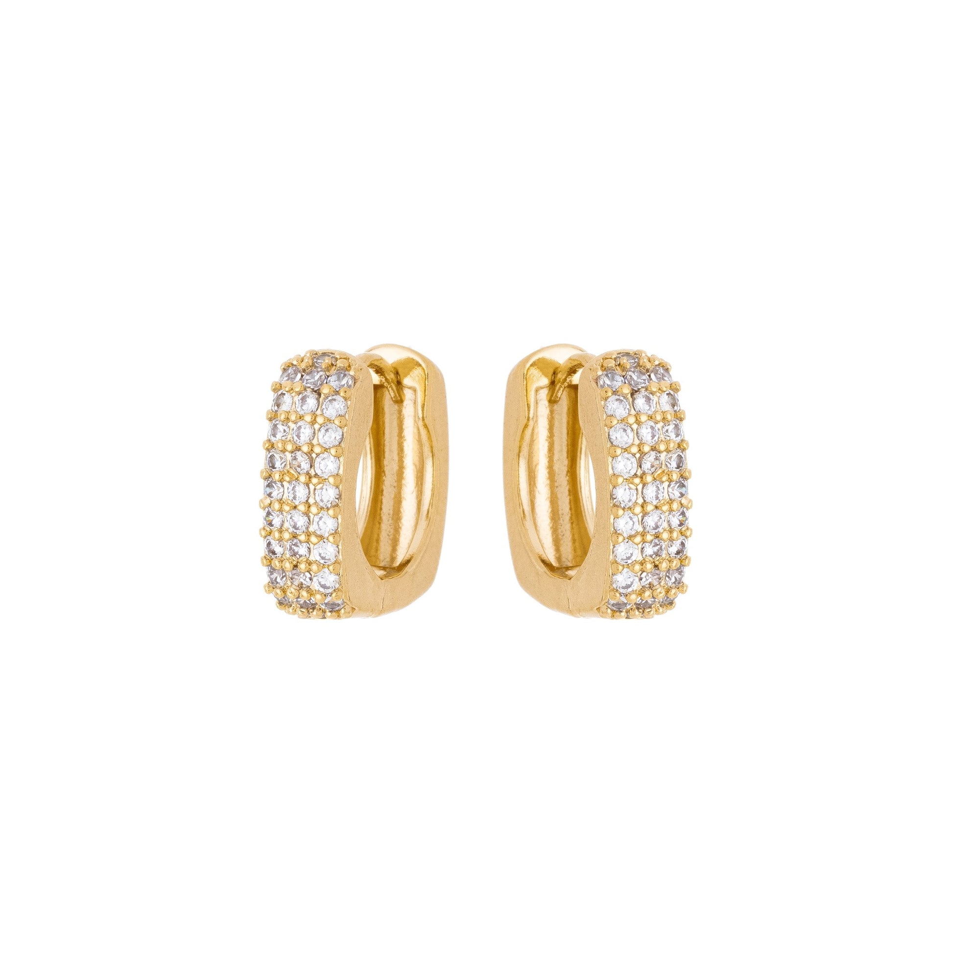Argola quadrada com zircônias banhada a ouro 18k - Biju & Cia.