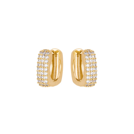 Argola quadrada com zircônias banhada a ouro 18k - Biju & Cia.