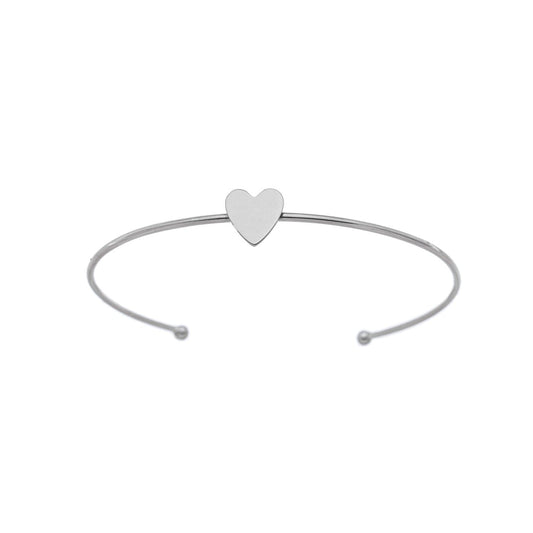 Bracelete com coração em aço inox - Biju & Cia.