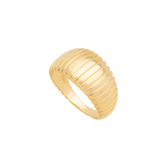 Anel com frisos banhado a ouro 18k - Biju & Cia.