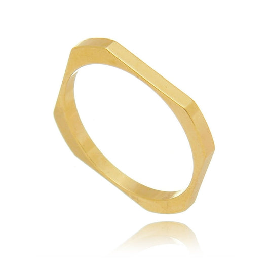 Anel quadrado liso banhado a ouro 18k - Biju & Cia.