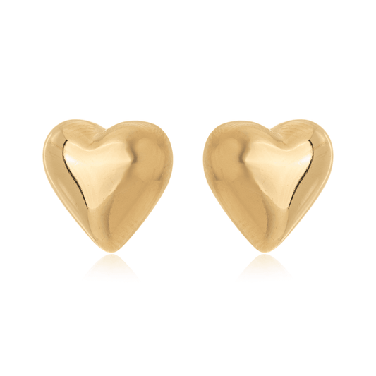 Brinco de coração banhado a ouro 18k - Biju & Cia.
