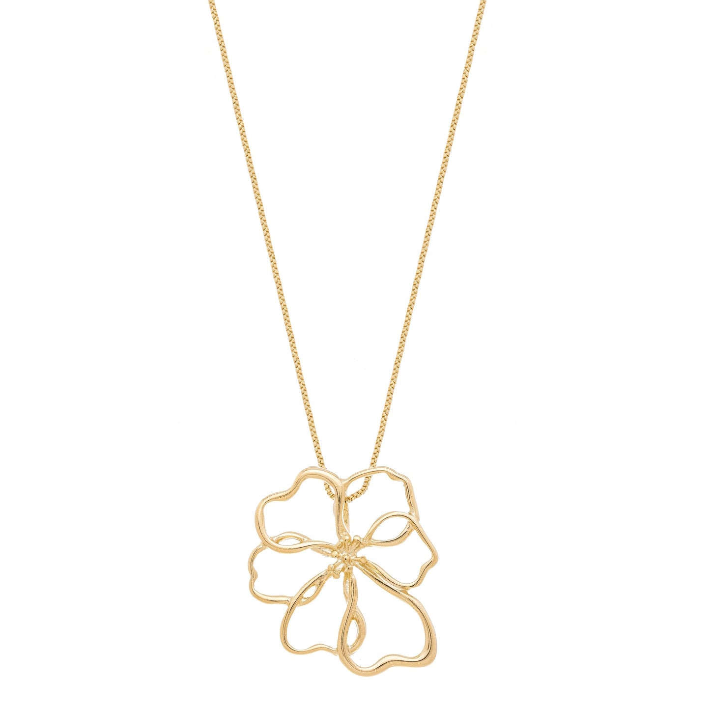 Gargantilha flor vazada banhada a ouro 18k - Biju & Cia.