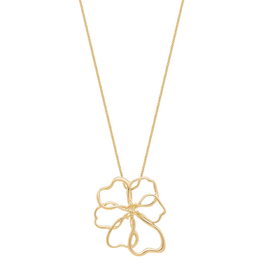 Gargantilha flor vazada banhada a ouro 18k - Biju & Cia.