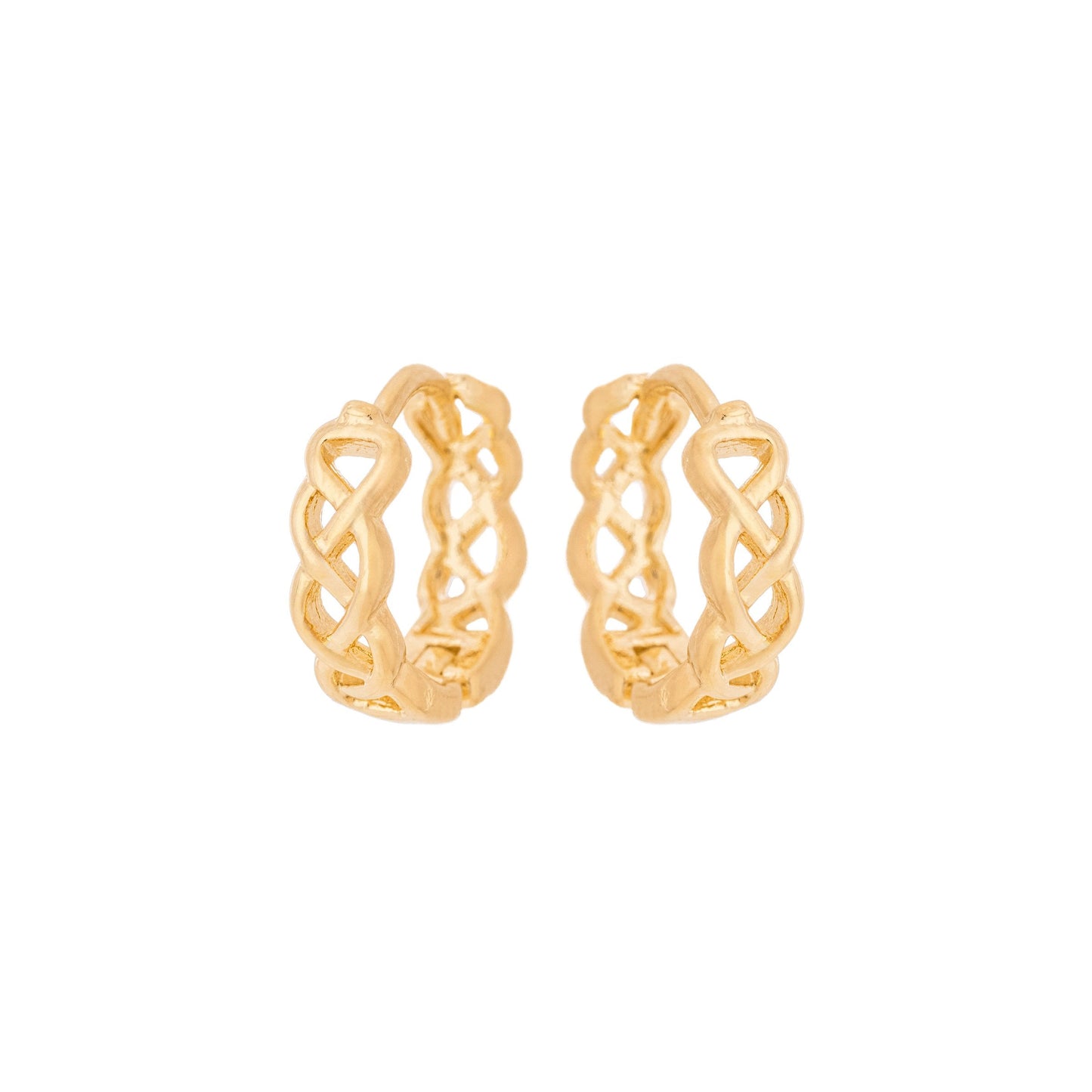 Argola articulada trançada banhada a ouro 18k - Biju & Cia.