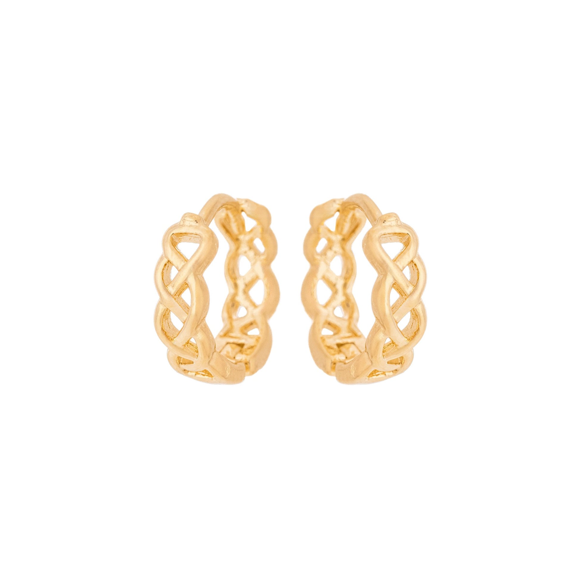 Argola articulada trançada banhada a ouro 18k - Biju & Cia.