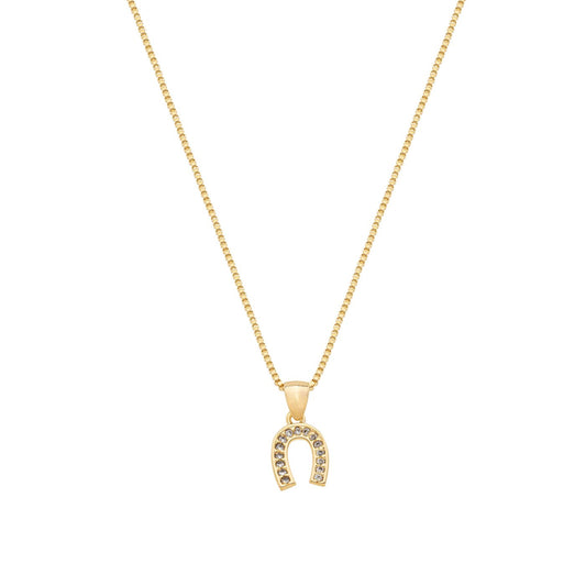 Gargantilha ferradura com zircônias banhada a ouro 18k - Biju & Cia.