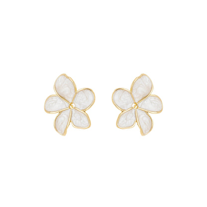 Brinco de flor com madre pérola banhado a ouro 18k - Biju & Cia.