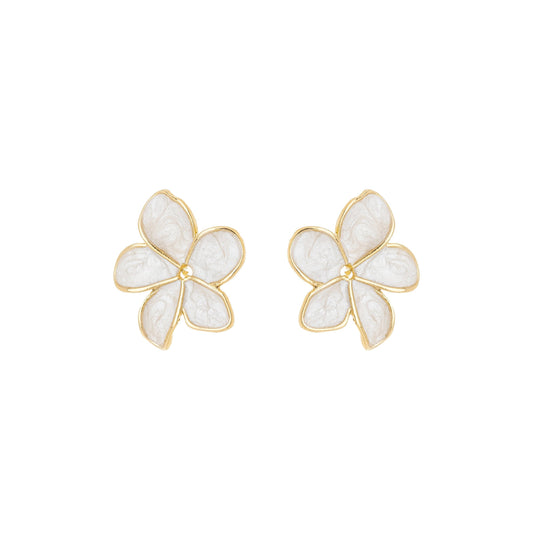 Brinco de flor com madre pérola banhado a ouro 18k - Biju & Cia.