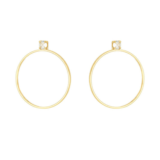 Brinco de círculo com zircônia banhado a ouro 18k - Biju & Cia.