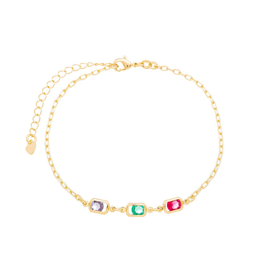 Pulseira com pedras coloridas banhada a ouro 18k - Biju & Cia.