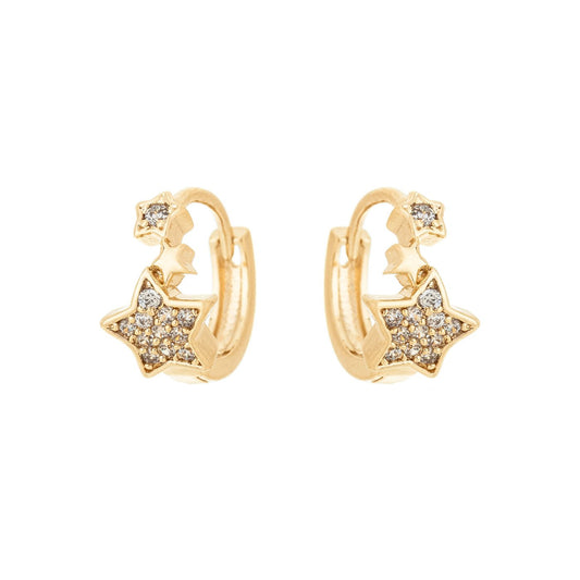 Argola articulada com estrelas com zircônias banhada a ouro 18k - Biju & Cia.
