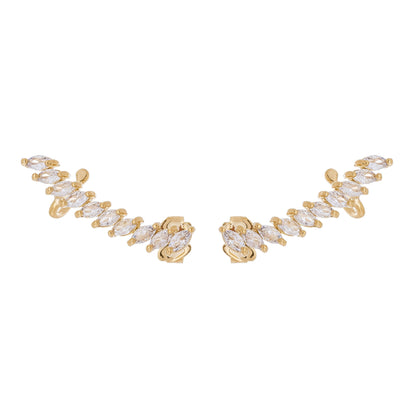 Brinco earcuff com pedras navete banhado a ouro 18k - Biju & Cia.