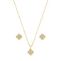 Conjunto flor com zircônias banhada a ouro 18k