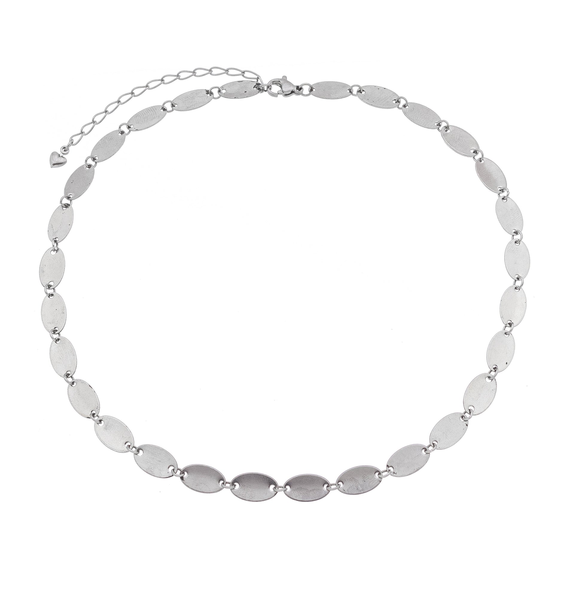 Gargantilha choker oval em aço inox - Biju & Cia.
